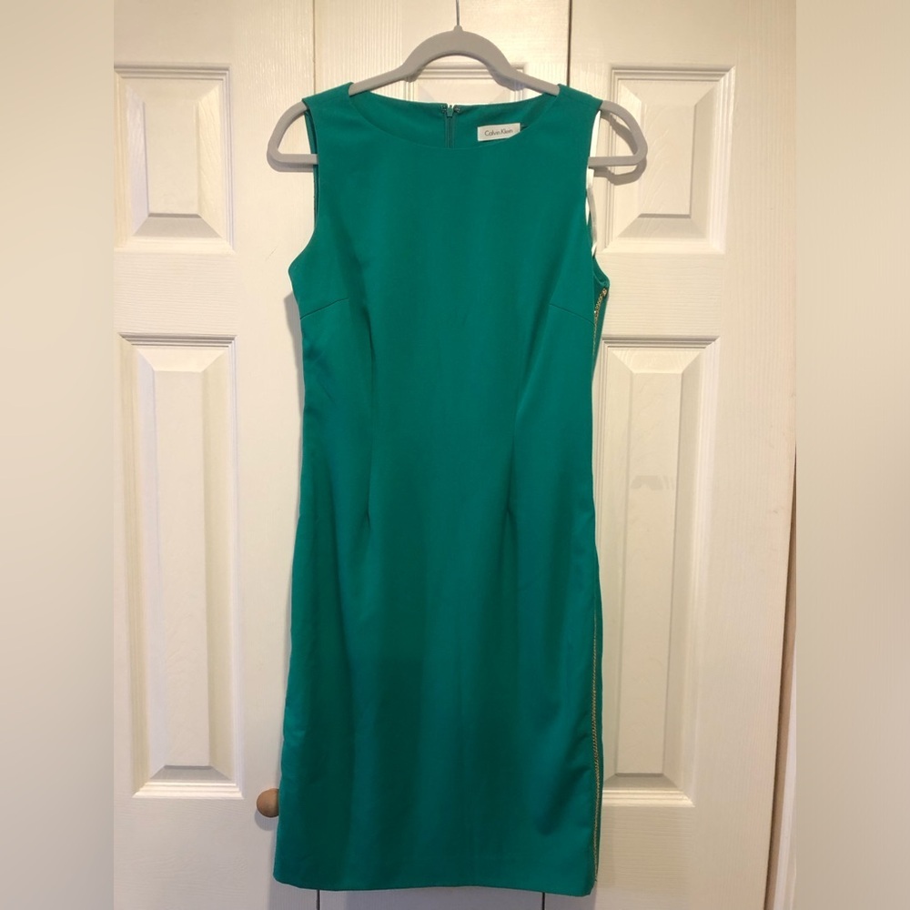 Calvin Klein Shift Dress With Gold Trim